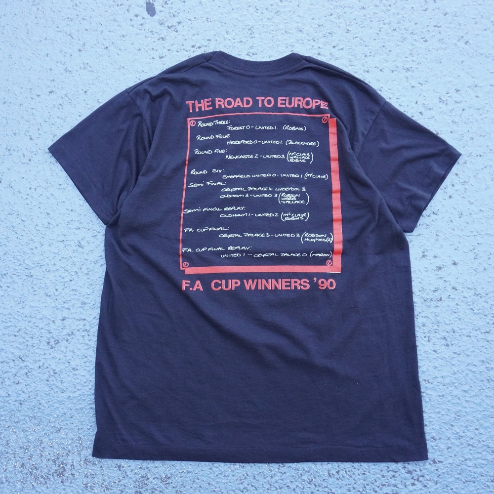 Vintage Manchester United Red Devils F.A. Cup Winners 1990 T-Shirt Black XL - Picture 3 of 3
